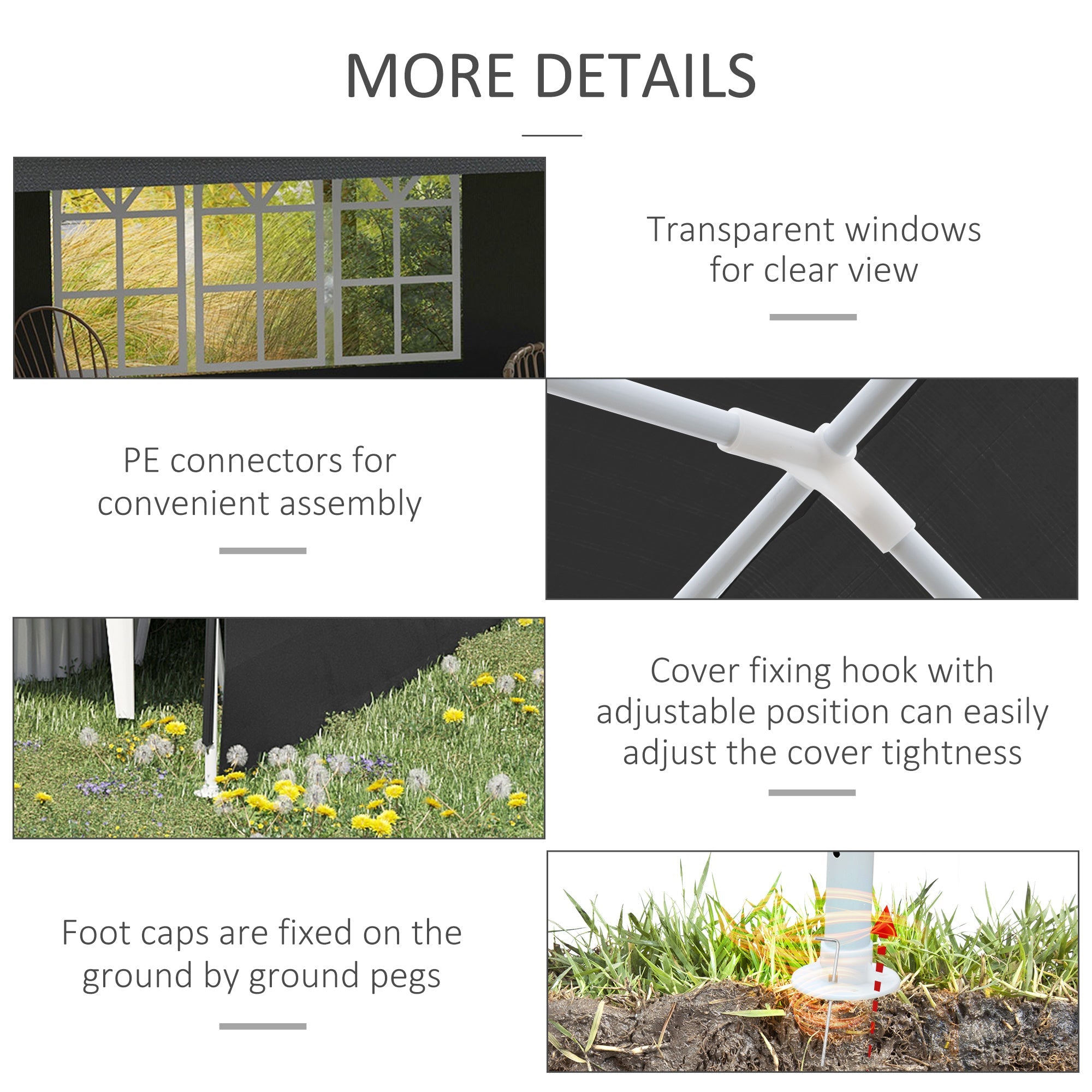 Outsunny 2.95 x 5.83 m Semi-Open Gazebo - Dark Grey