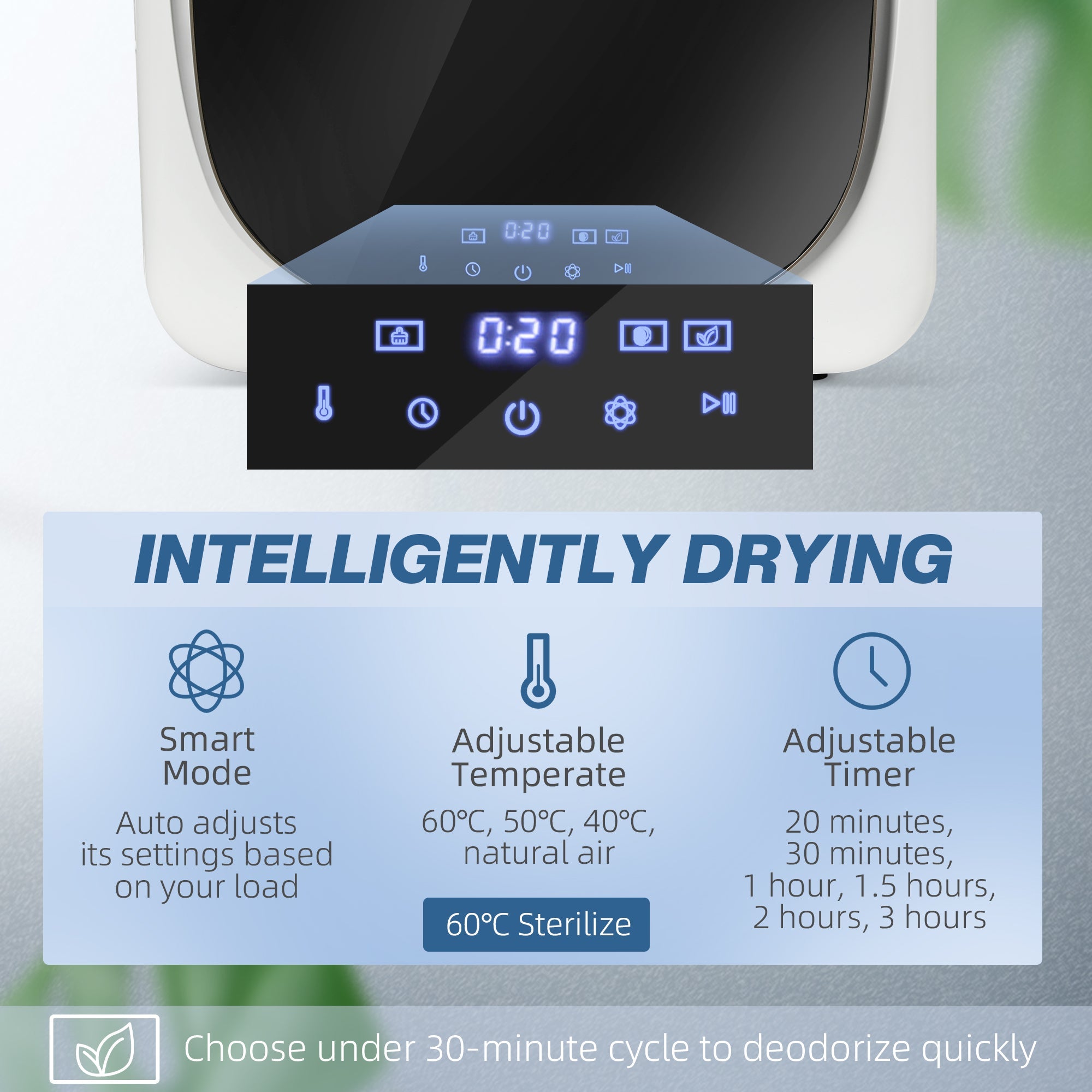 HOMCOM 2.5 kg Compact Tumble Dryer, with UV Sterilisation - White