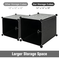 16 Cube Cabinet Storage Organizer with 2 Clothes Hanging Rails -Black & White