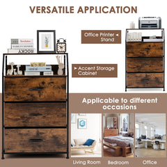 3-Drawer Dresser with Wooden Top and Front for Bedroom Living Room-Rustic Brown