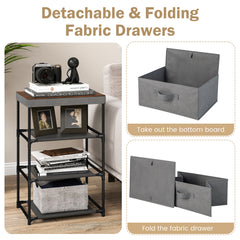 Fabric Storage Organizer Tower Unit with Removable Lid-Grey