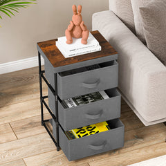 Fabric Storage Organizer Tower Unit with Removable Lid-Grey