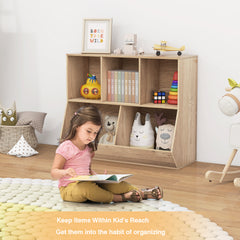 5-Cube Kids Toy Storage Organizer with Anti-Tipping Kits-Natural