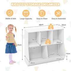 5-Cube Kids Toy Storage Organizer with Anti-Tipping Kits-White
