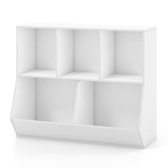 5-Cube Kids Toy Storage Organizer with Anti-Tipping Kits-White