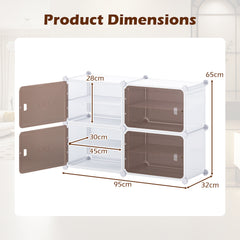 4/6/8/10 Tier Shoe Storage Cabinet with Removable Shelves-4-Tier
