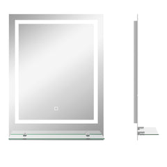 kleankin Large Vanity Mirror with Lights and Shelf, Illuminated bathroom Mirror with 3 Colour Brightness, Smart Touch, Anti-Fog
