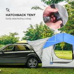Outsunny SUV Car Tent for Camping, Waterproof PU2000mm, 5 Man Tailgate Tent, 2.4 x 2.1 m, Grey and Blue