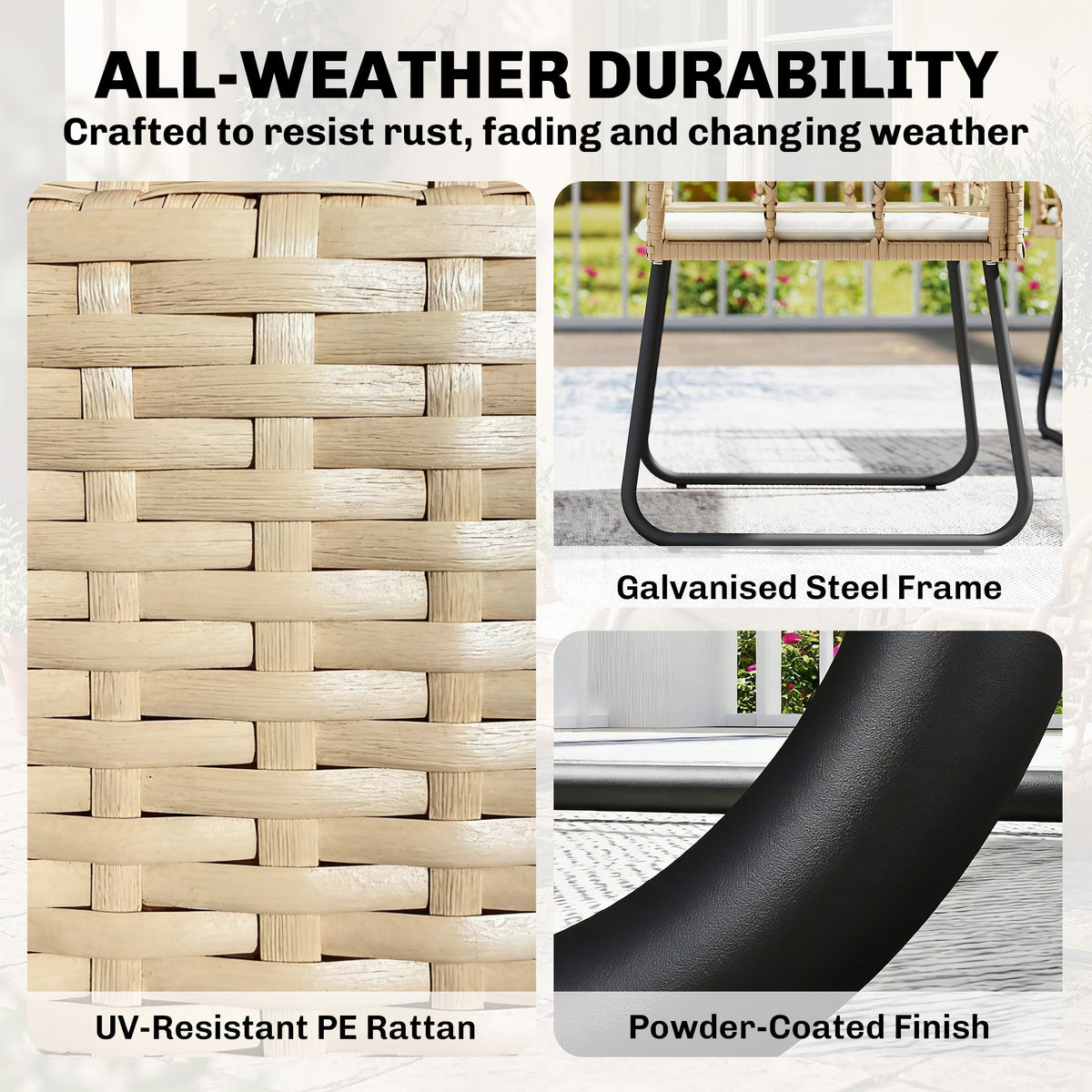 Outsunny 4 Piece Rattan Garden Furniture Set, Outdoor Patio Furniture with Loveseat, Armchairs and Coffee Table