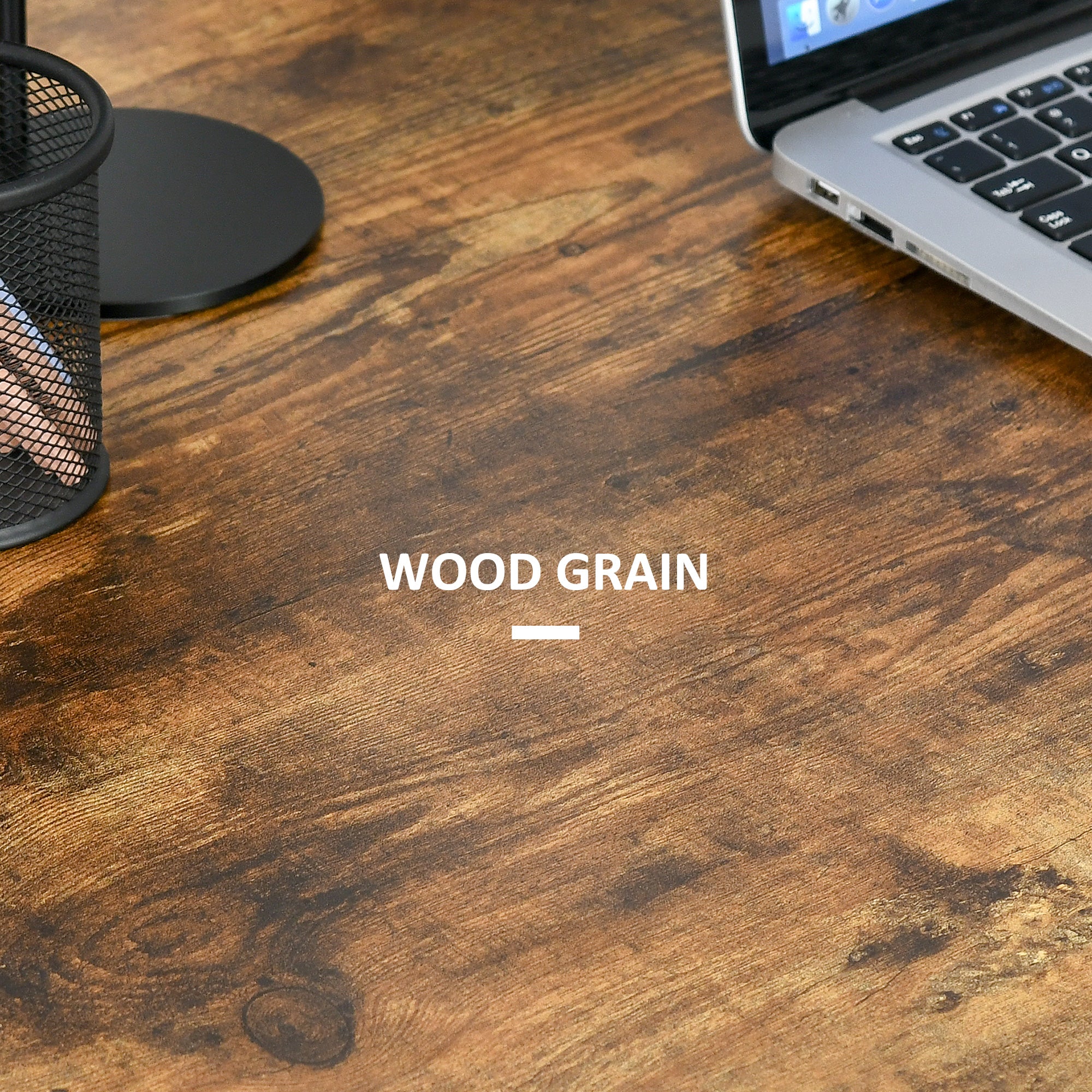 HOMCOM 120cm Computer Desk with Storage, Industrial Home Office Desk with 2 Tier Shelves and Steel Frame, Computer Table for Study Room, Rustic Brown