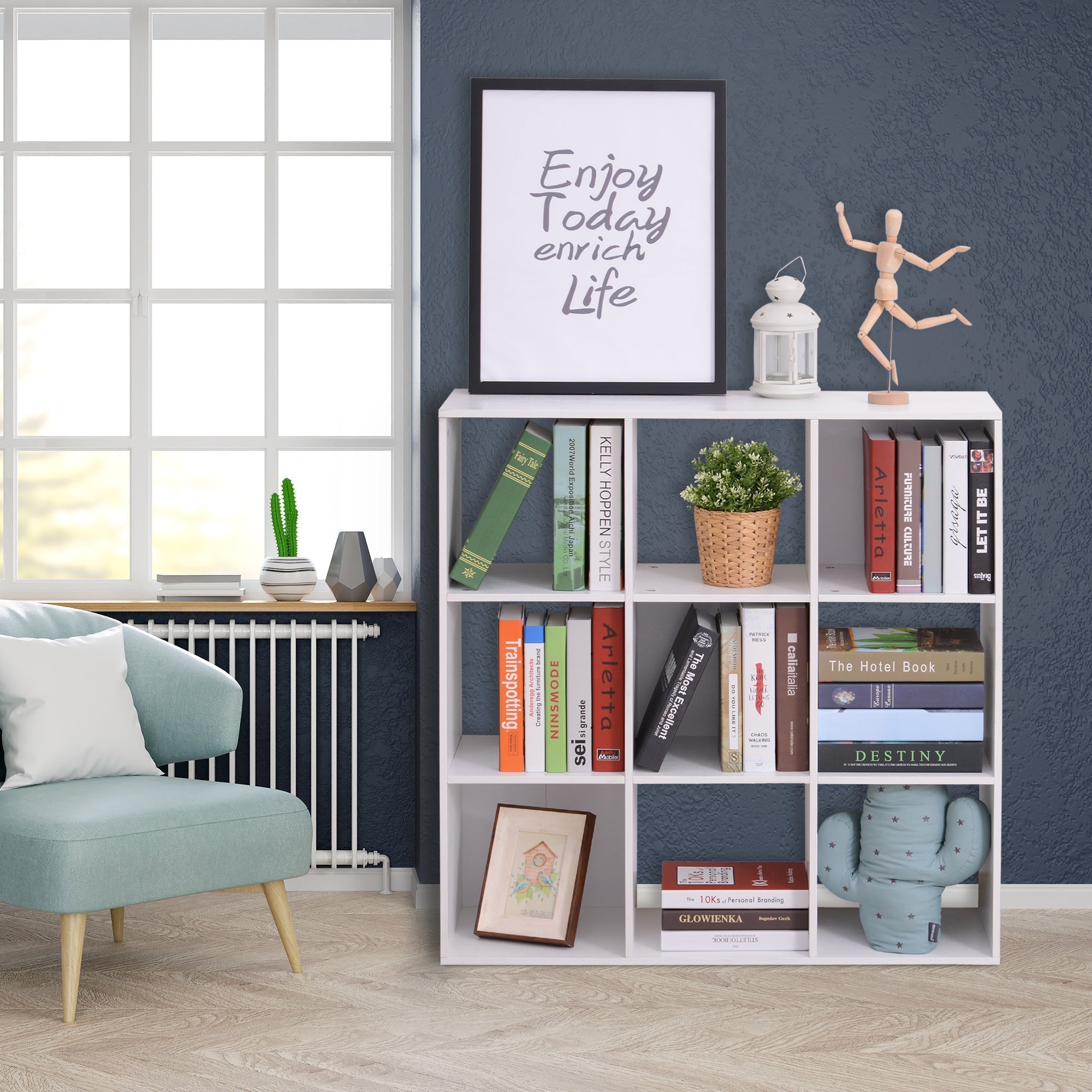 HOMCOM Nine-Cube Storage Shelf - White