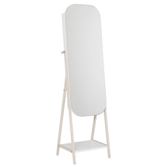Jewelry Cabinet with Full-Length Mirror Large Storage Capacity and LED Lights-White