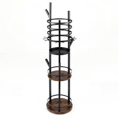 Jewelry Organizer Stand 360° Rotating Floor Jewelry Storage Rack Free Standing Jewelry Display Tower-Rustic Brown