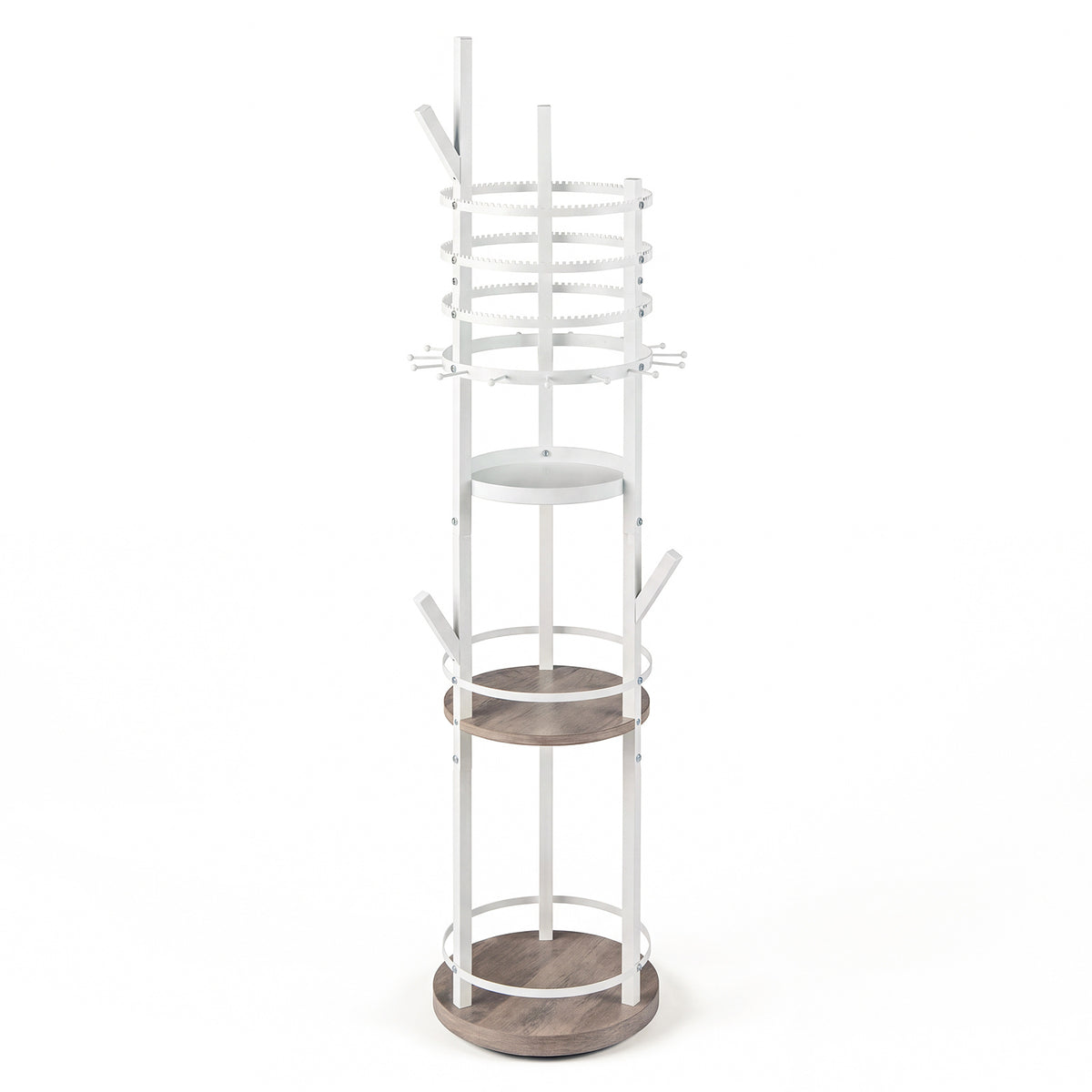 Jewelry Organizer Stand 360° Rotating Floor Jewelry Storage Rack Free Standing Jewelry Display Tower-Grey