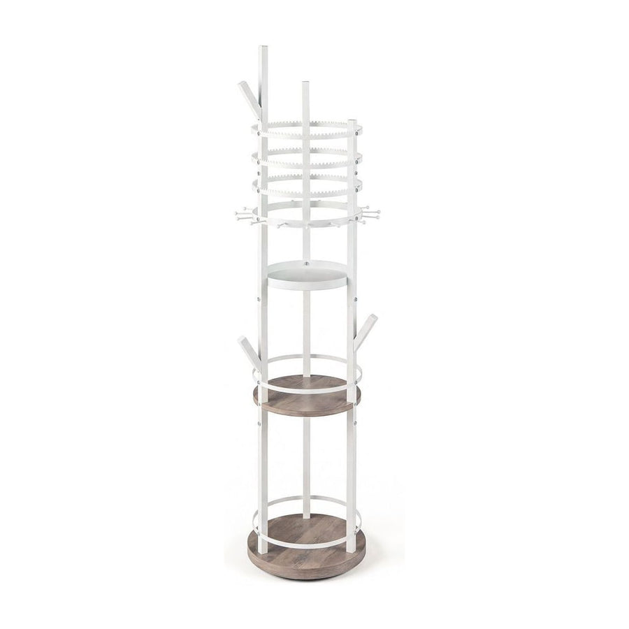 Jewelry Organizer Stand 360° Rotating Floor Jewelry Storage Rack Free Standing Jewelry Display Tower-Grey
