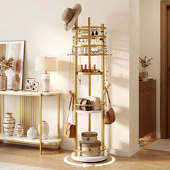 Jewelry Organizer Stand 360° Rotating Floor Jewelry Storage Rack Free Standing Jewelry Display Tower-White
