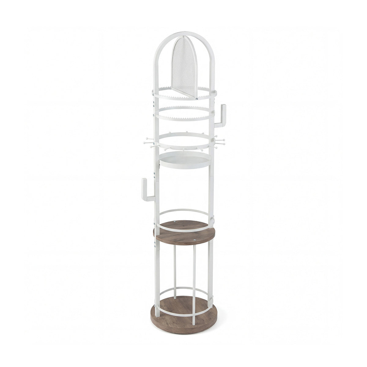 Jewelry Organizer Stand 360° Rotating Floor Jewelry Storage Rack with Earring Necklace Holders-Gray