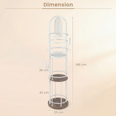 Jewelry Organizer Stand 360° Rotating Floor Jewelry Storage Rack with Earring Necklace Holders-Gray