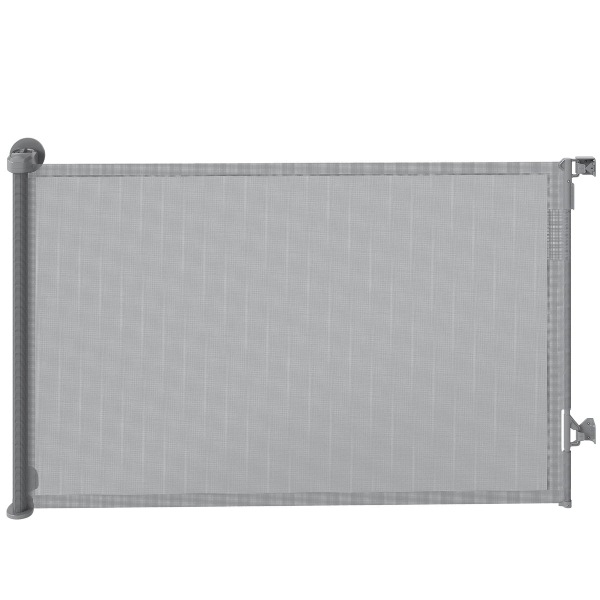 PawHut Retractable Dog Gate, Extends to 140 cm Wide & 93 cm Tall, Mesh Pet Gate with Single Hand Operation, for Stairs Doorways