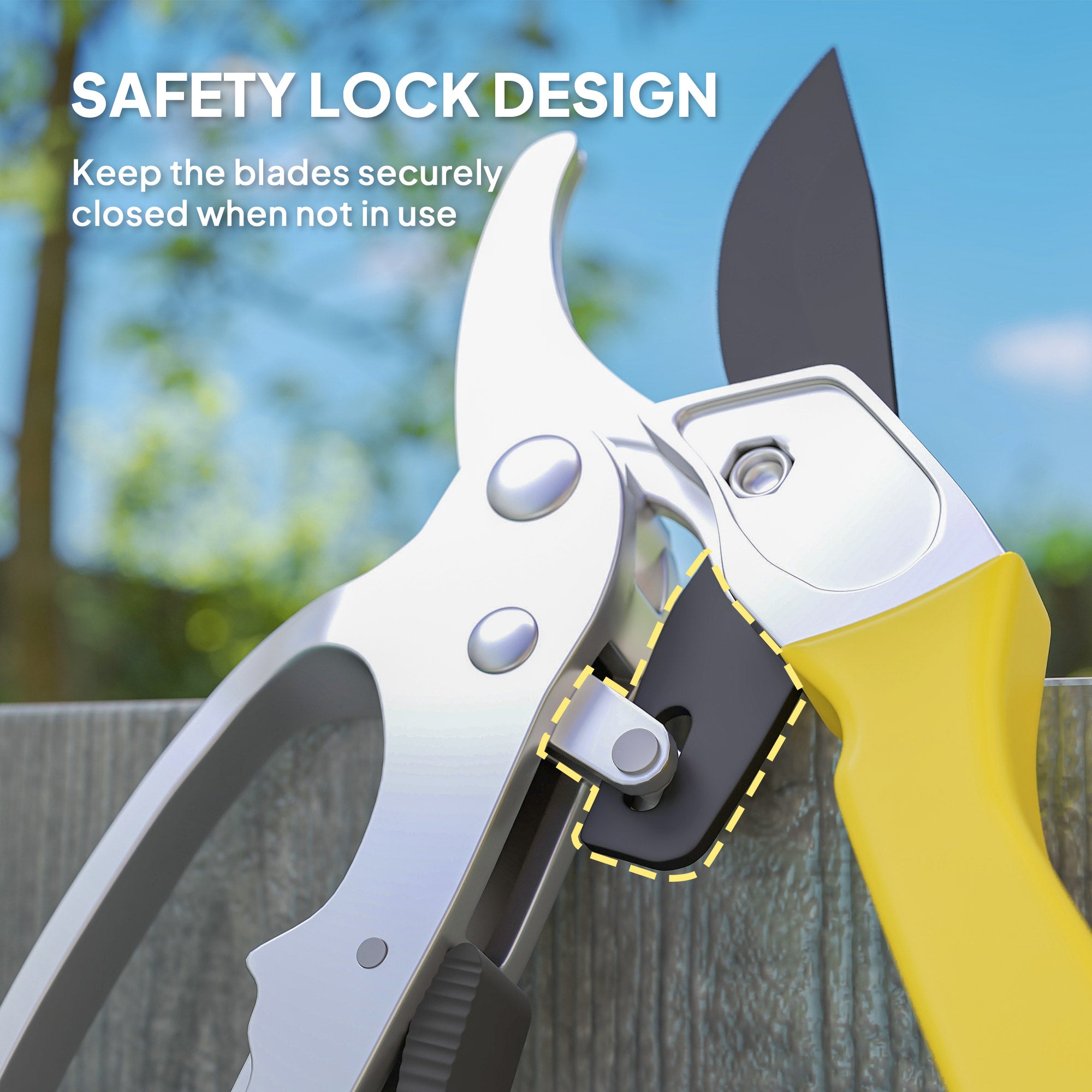 Outsunny 8" Garden Secateurs, Pruning Shears Heavy Duty with Sharp SK5 Blade, Bypass Pruners with Safety Lock and Non-Slip Handles, Lightweight & Ergonomic, Pruning Scissors for Precise Cutting