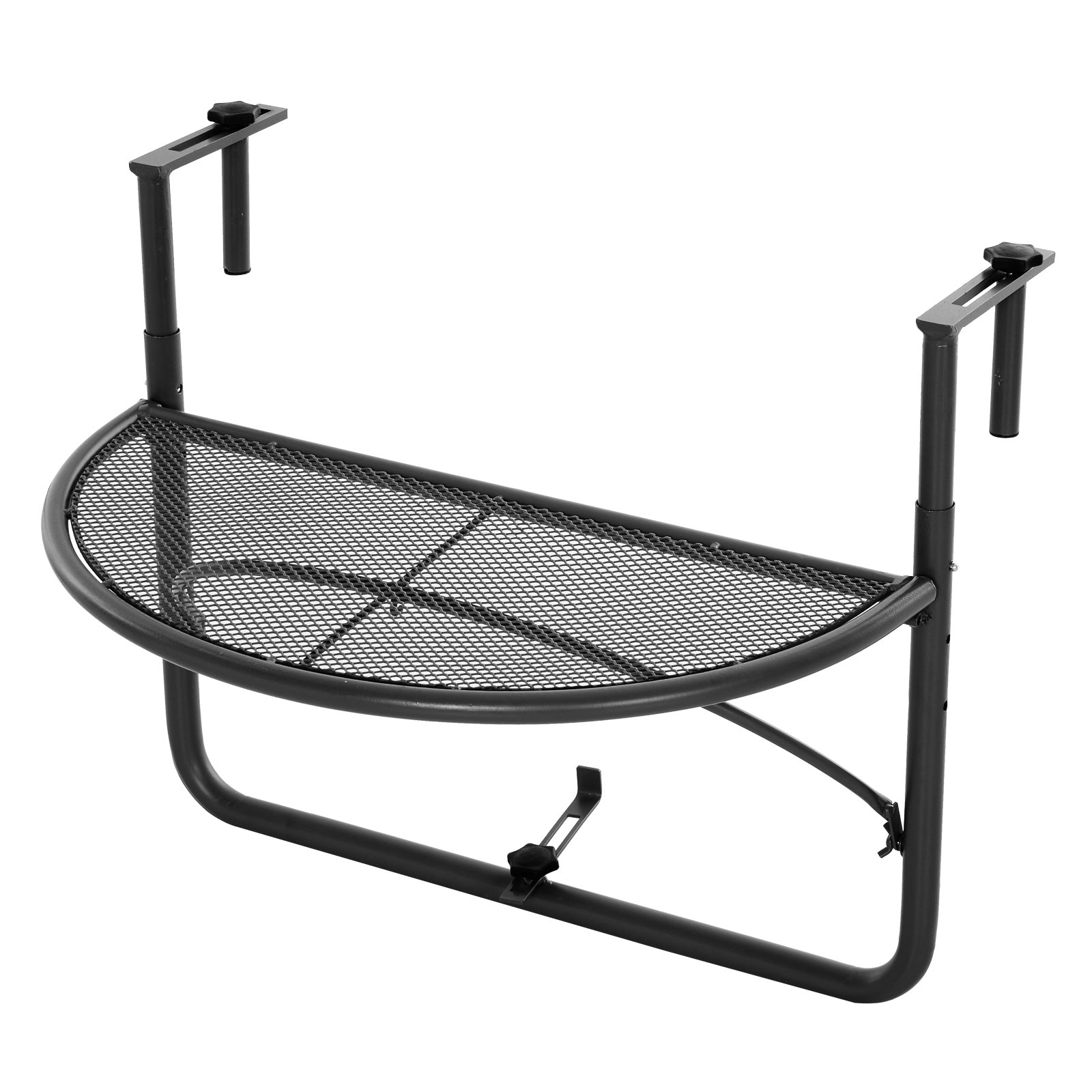 Outsunny Semi-Circular Attachable Balcony Hanging Coffee Table Adjustable Side Metal Table