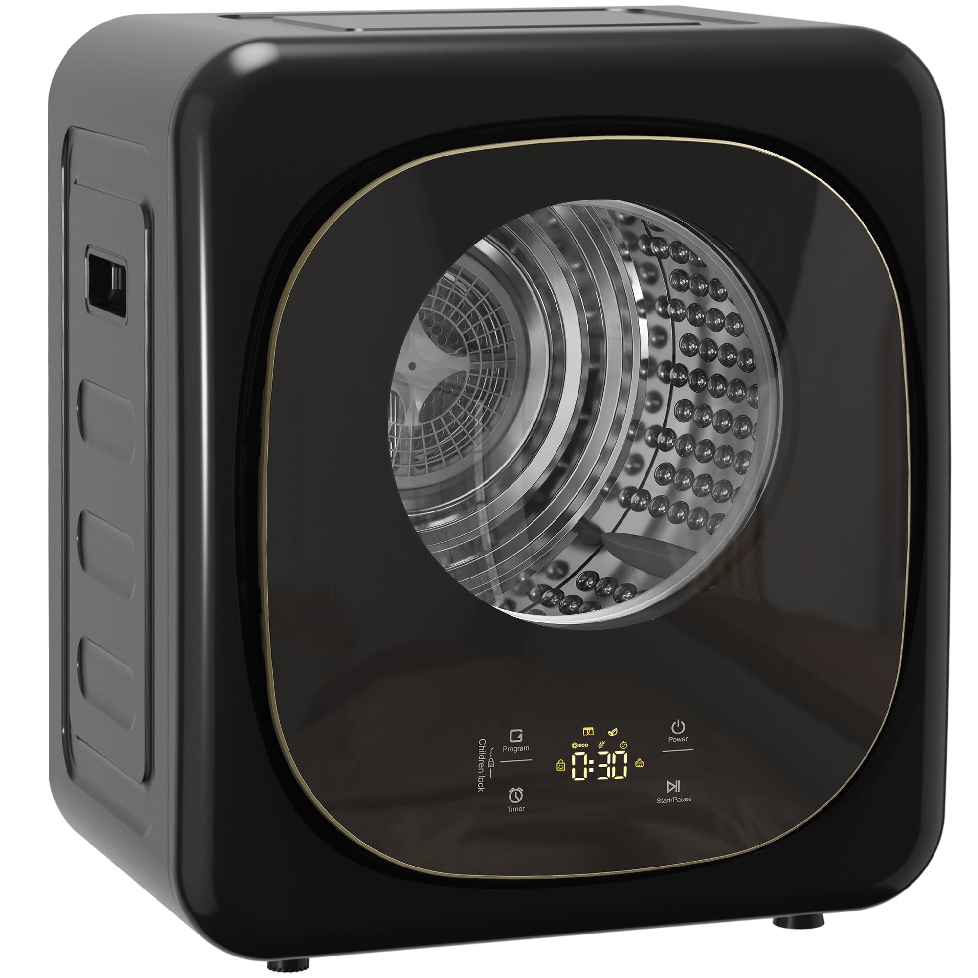 HOMCOM 4kg Vented Tumble Dryer with 5 Drying Mode, 800W Compact Freestanding Front Tumble Dryer Black