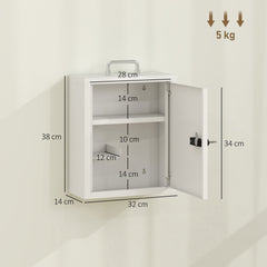 HOMCOM Wall Mount Medicine Cabinet with Combination and Key Lock, 3 Tier Steel First Aid Cabinet, White
