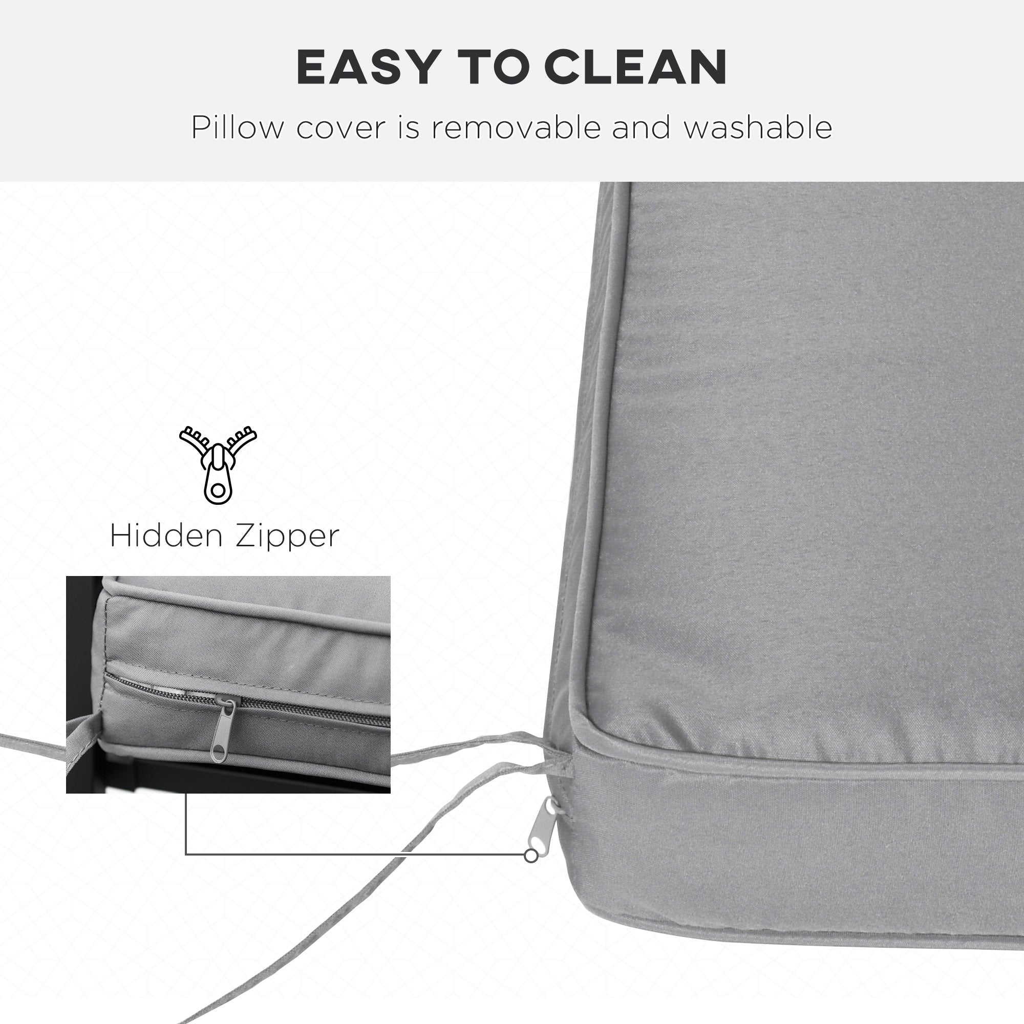 Outsunny 2 Seater Garden Bench Cushion -Light Grey