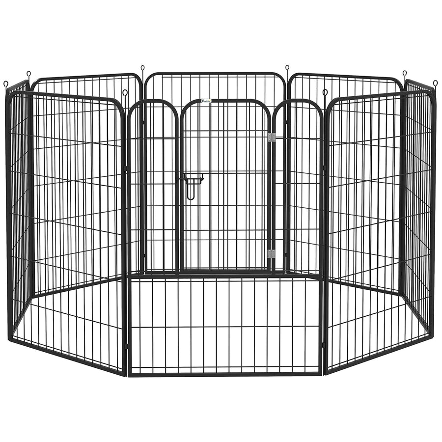 PawHut 8 Panels Heavy Duty Puppy Playpen, for Large, Medium Dogs, Indoor and Outdoor Use - Black