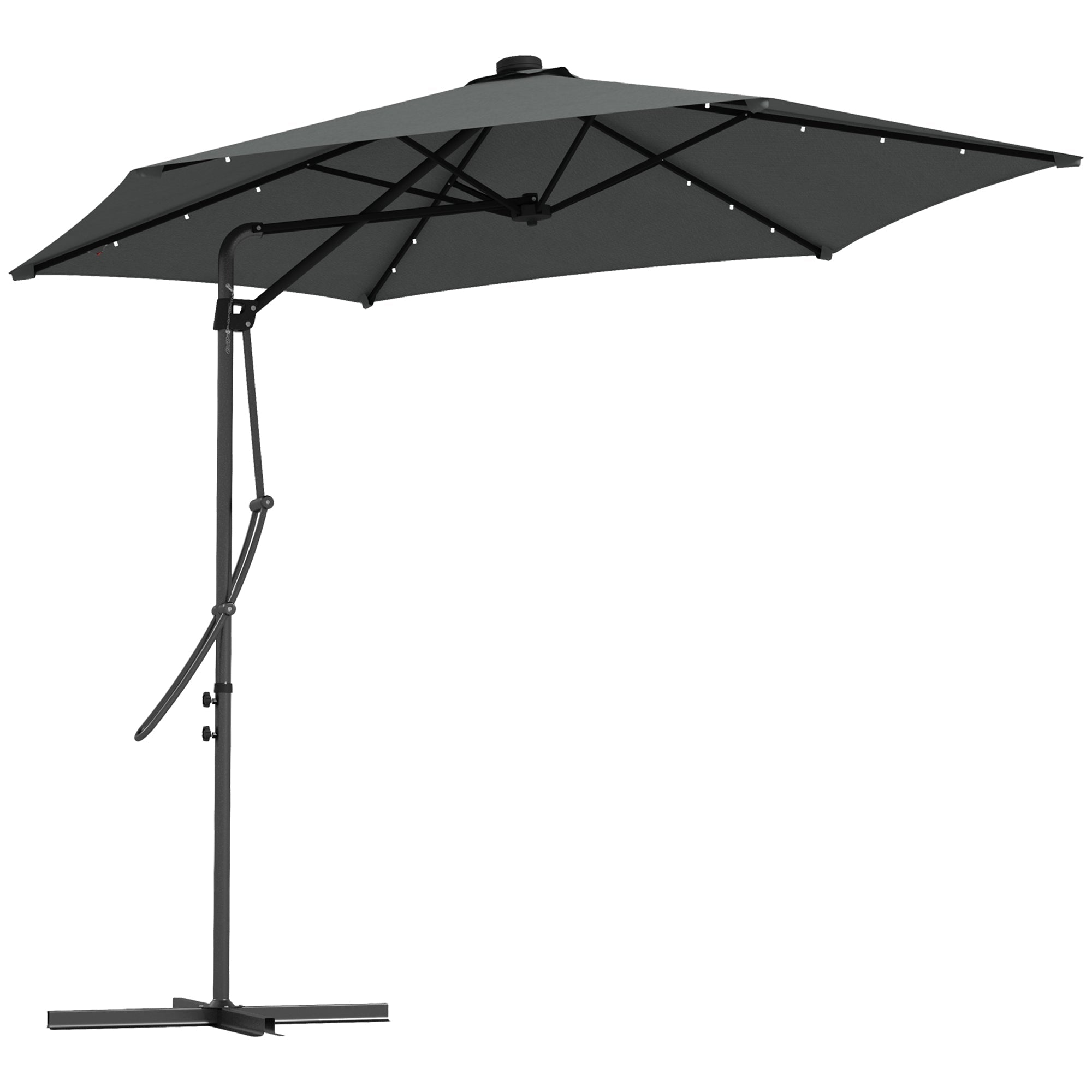 Outsunny 3(m) Solar LED Cantilever Parasol - Dark Grey