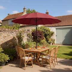 Outsunny 2 m Shanghai Garden Parasol Umbrella with 16 Fibreglass Ribs, Outdoor Parasol Sun Shade with Crank & Tilt, Wine Red