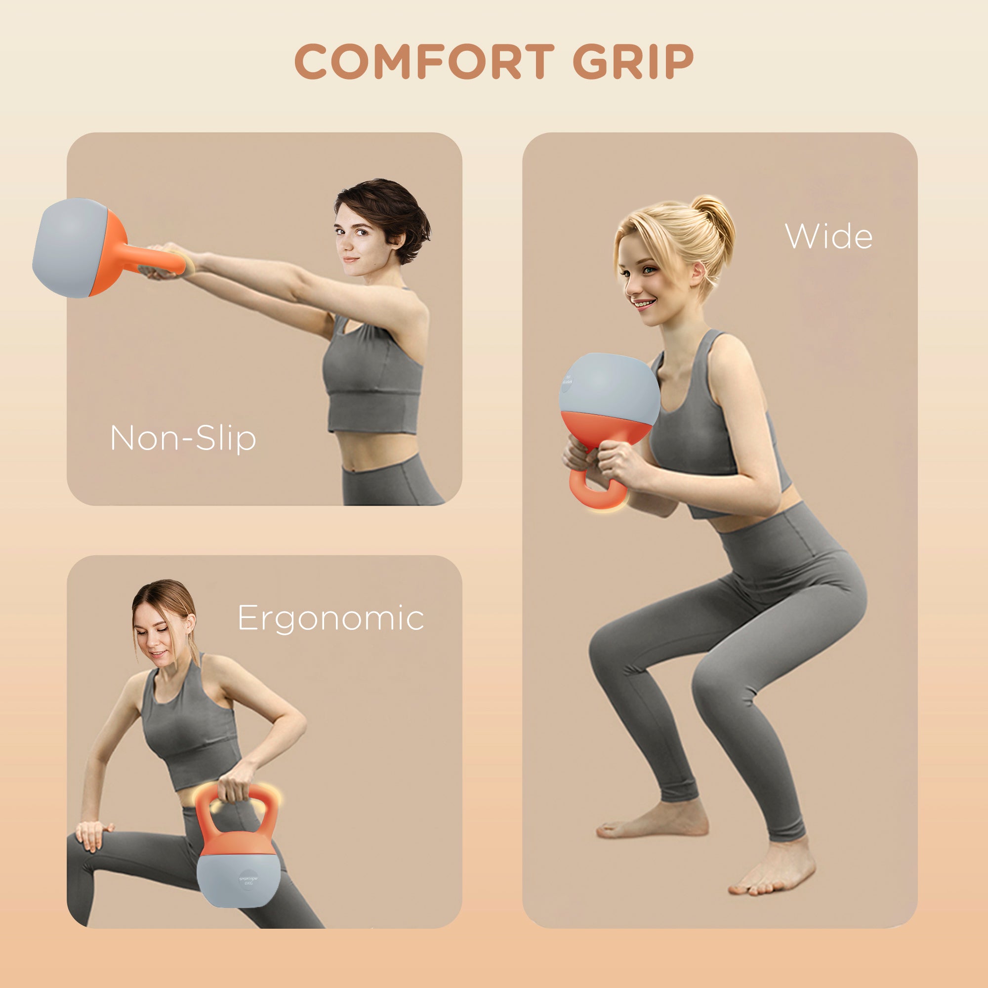 SPORTNOW 6KG Soft Kettlebell with Non-Slip Handle, for Home Gym, Weight Lifting, Strength Training, Orange/Grey