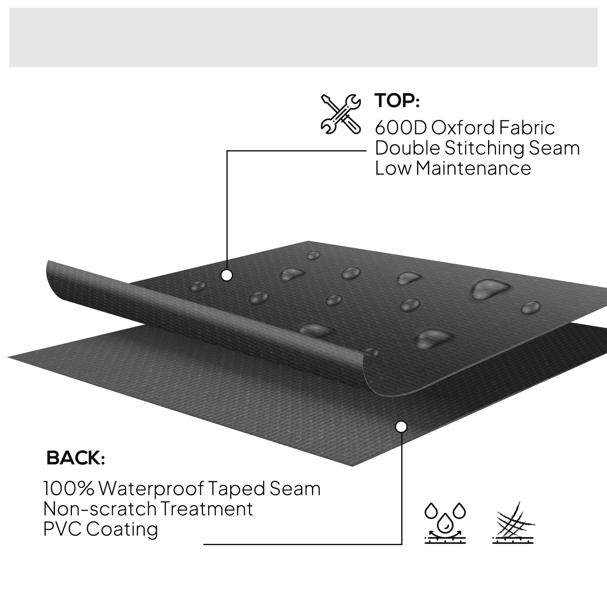 Outsunny Garden Patio Large Furniture Set Round Cover 600D Oxford Waterproof, Ð¤193 x 80H cm, Black