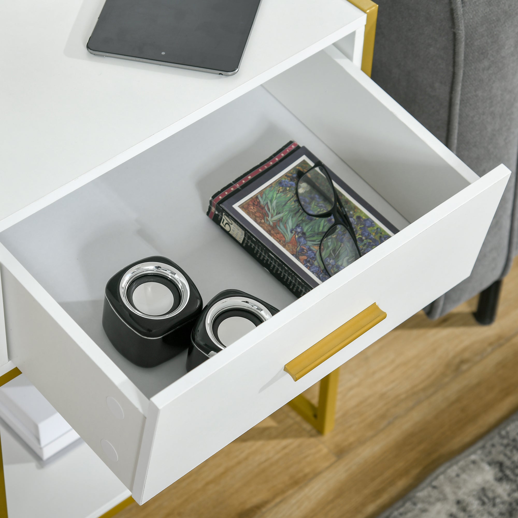 HOMCOM Modern Bedside Table - White
