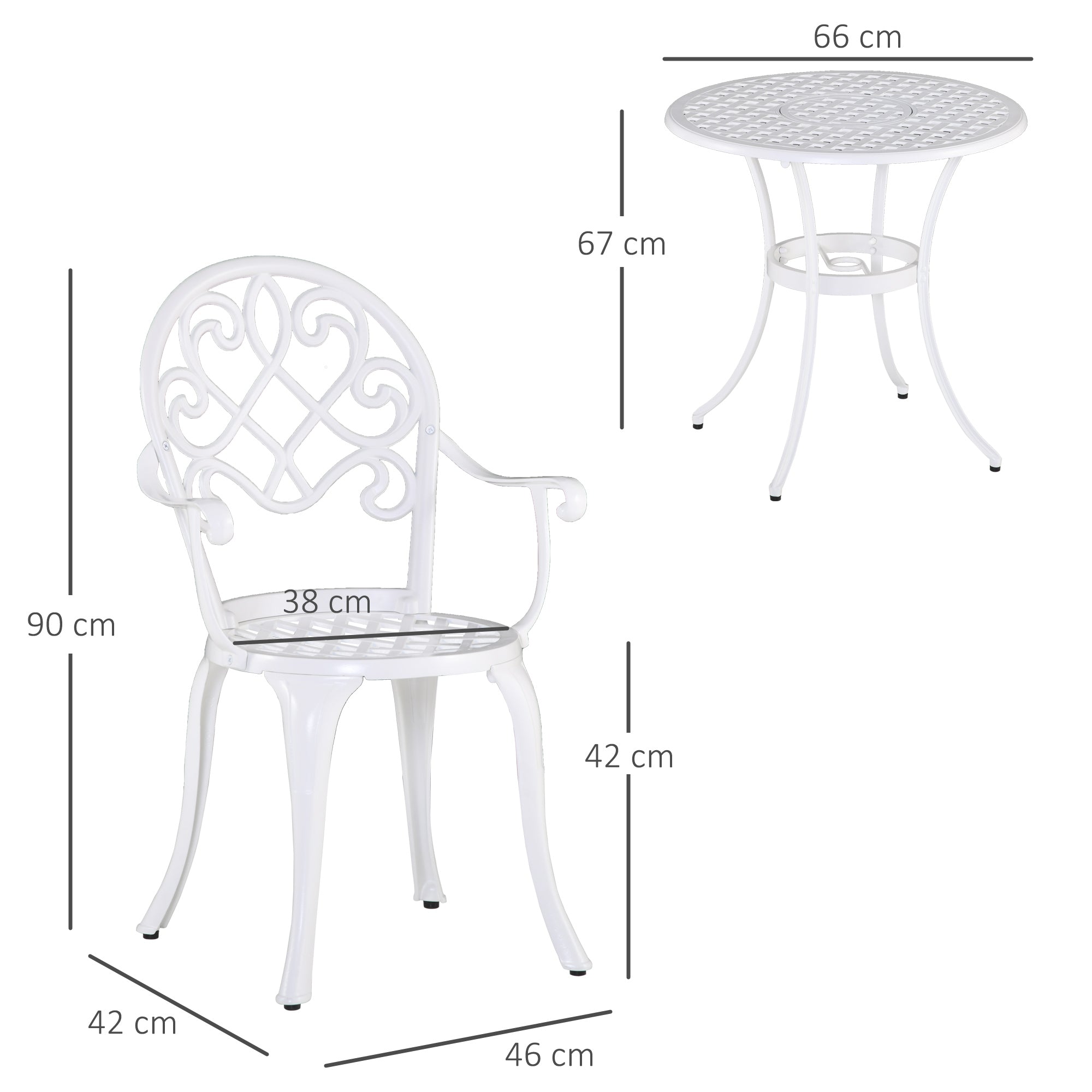 Outsunny Three-Piece Elegant Aluminium Garden Set - White