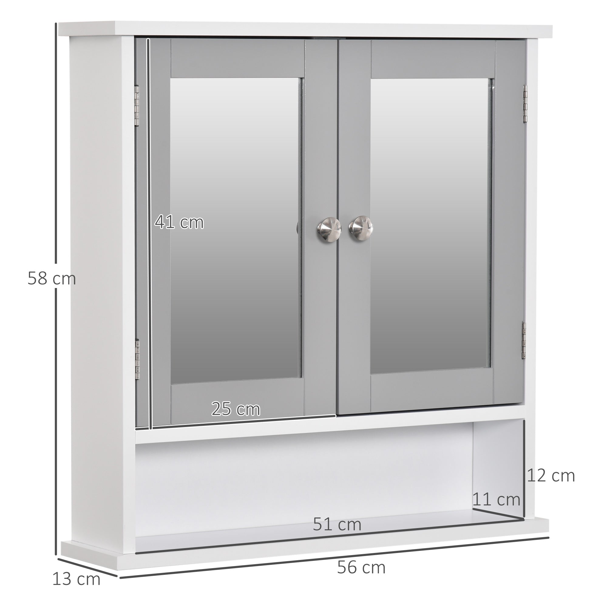 kleankin Bathroom Wall Storage Cabinet - Grey