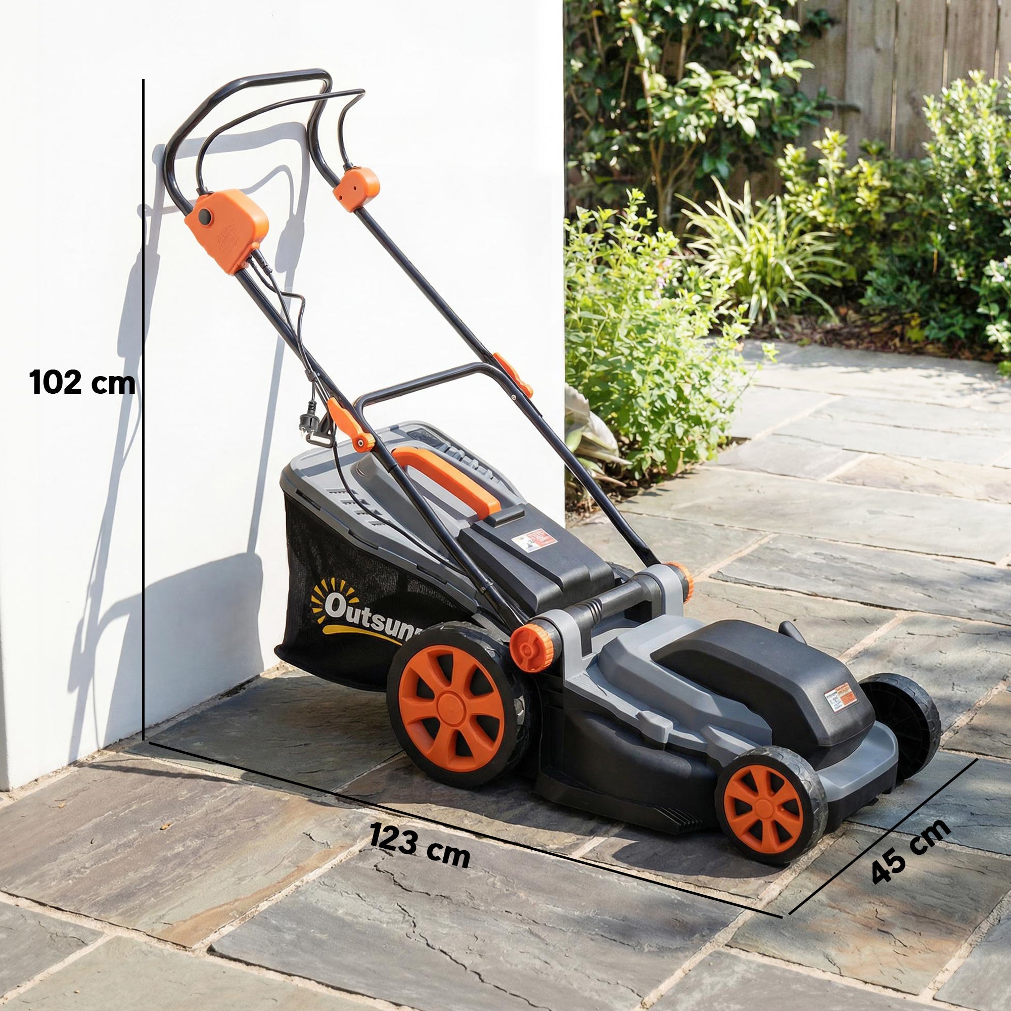Outsunny 1800W Electric Lawnmower with 40cm Cutting Width, Mulching Feature, 50L Grass Collection Bag, 6 Cutting Heights
