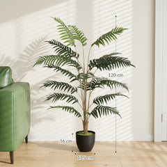 HOMCOM Artificial Fern Topiary Tree, Realistic Artificial Plant in Cement Pot, Fake Plant, 120cm