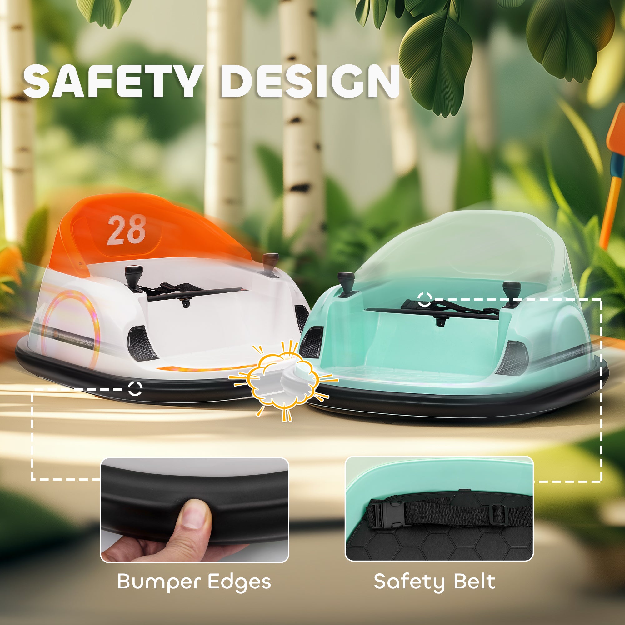 AIYAPLAY 360√Ç¬∞ Rotation Kids Bumper Car, 12V Waltzer Car with Remote Control, Dual Joysticks, Music Lights, Orange