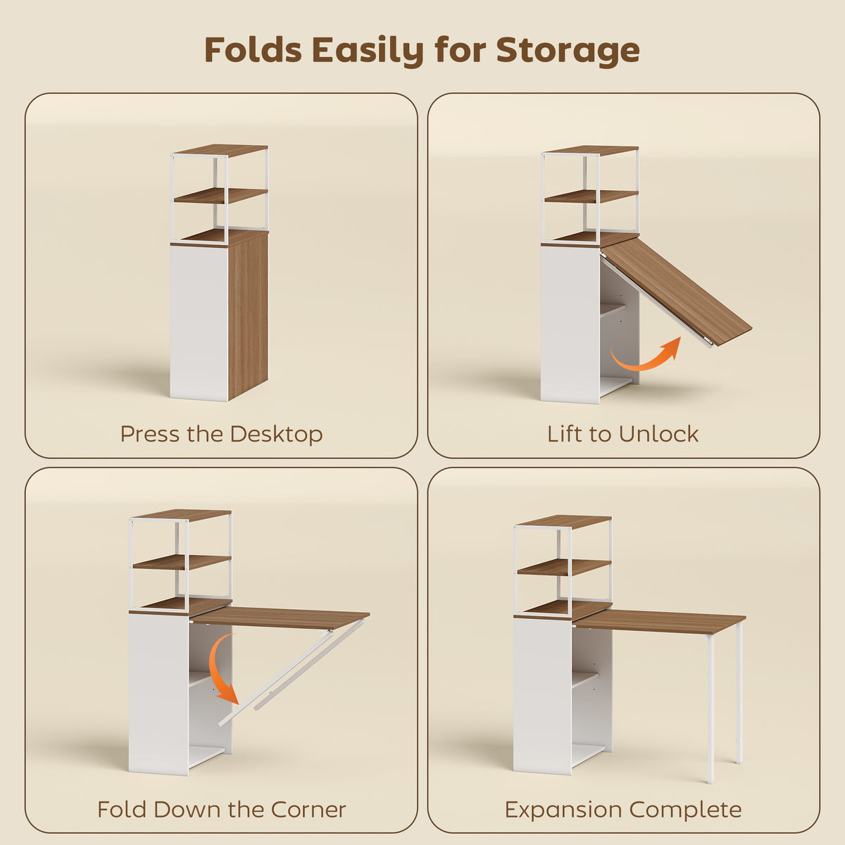 HOMCOM Folding Shelf and Work Table - Natural