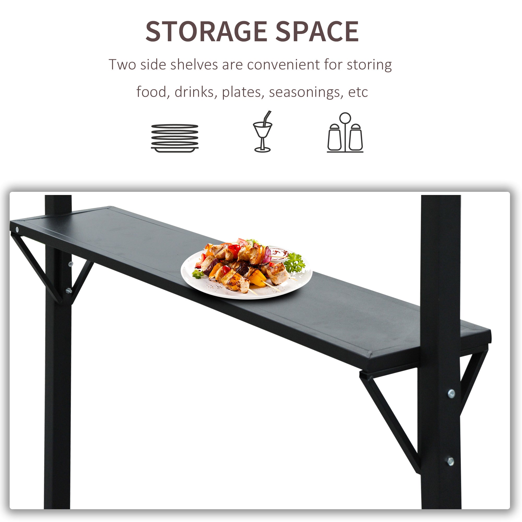 Outsunny 2.4 x 1.5 m (8' x 5') Grill Gazebo Canopy with Extendable Side Awnings, Outdoor BBQ Gazebo Shelter with 2 Side Shelves for Garden, Patio, Barbecue, Picnic, Coffee