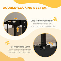 PawHut Adjustable Safety Gate w/ One Extensions, Four Adjustable Screws, Black