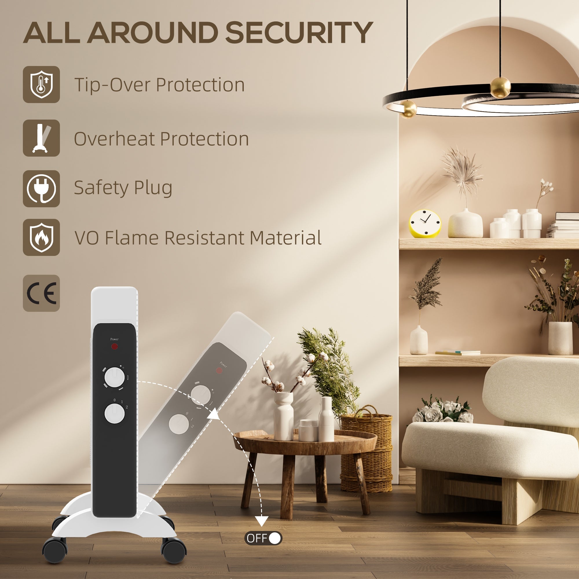 HOMCOM 2kW Electric Heater, 10-45√¢‚Äû∆í Temperature - White