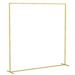 Outsunny Wedding Arch Backdrop Stand, Square Metal Arch Frame with U-shaped Stakes, Gold Wedding Arch, 6.6 FT