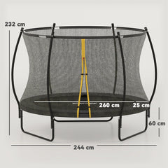 SPORTNOW 8ft Outdoor Trampoline with Enclosure Net, Spring Cover, Black