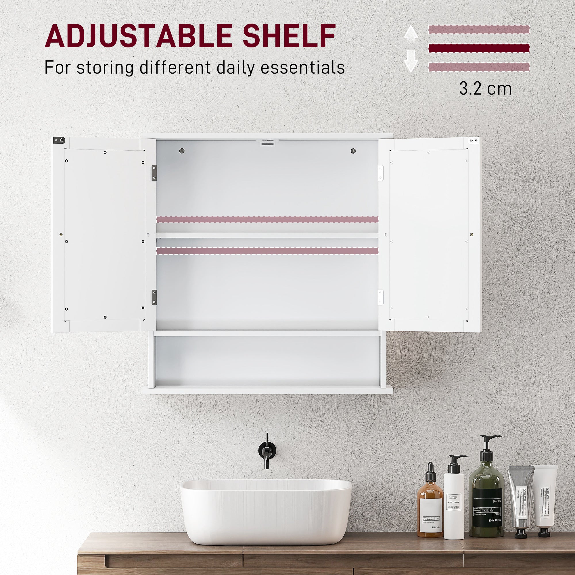 kleankin Bathroom Wall Storage Cabinet - White