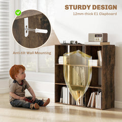 HOMCOM Nine-Cube Storage Shelf - Rustic Brown