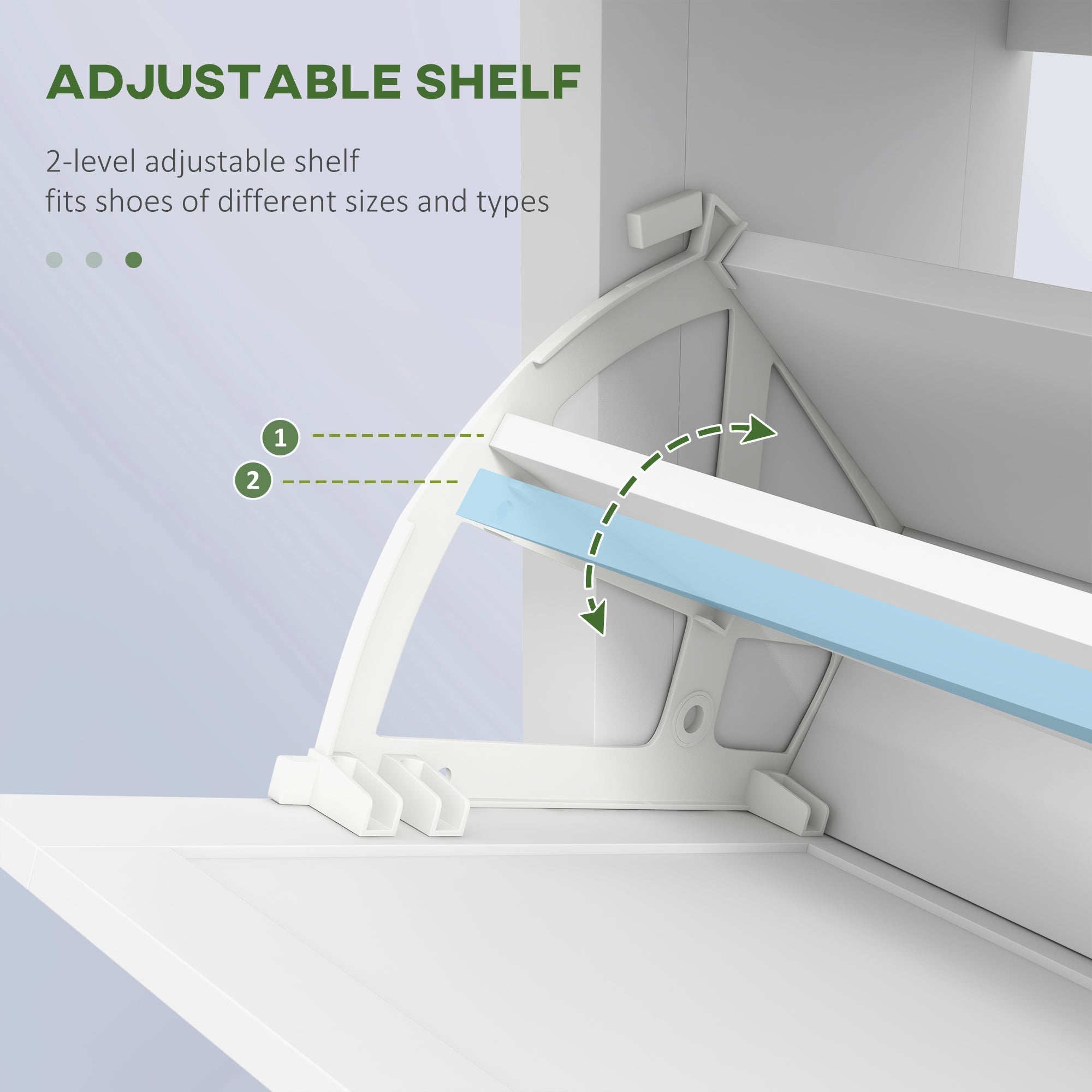HOMCOM Narrow Shoe Cabinet with 2 Flip Drawers and Adjustable Shelves, White