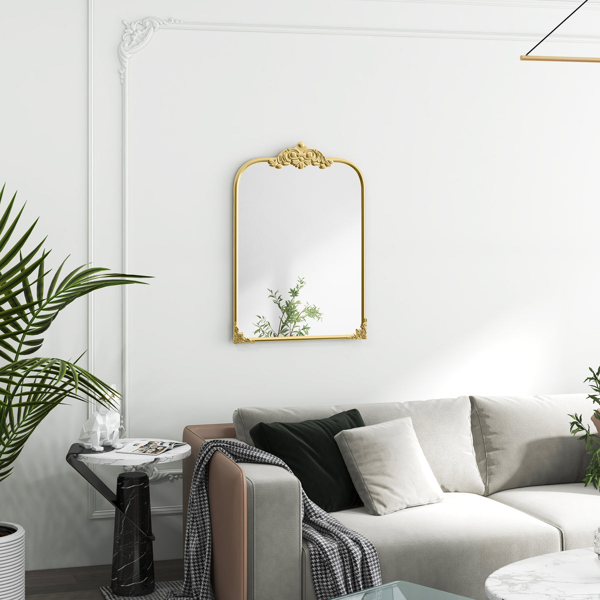 HOMCOM Wall Mirror, Decorative Baroque Mirror with Metal Frame, for Bedroom and Living Room, 60 x 87 cm, Gold Tone