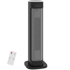 HOMCOM 2000W Ceramic Electric Heater with 3 Heat Settings, Timer - Black